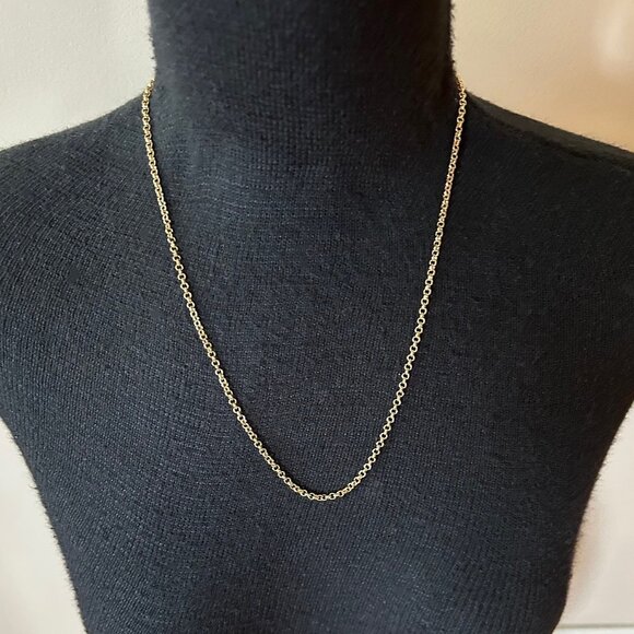 22" 18K GOLD PLATED ROLO CHAIN NECKLACE - Picture 1 of 5